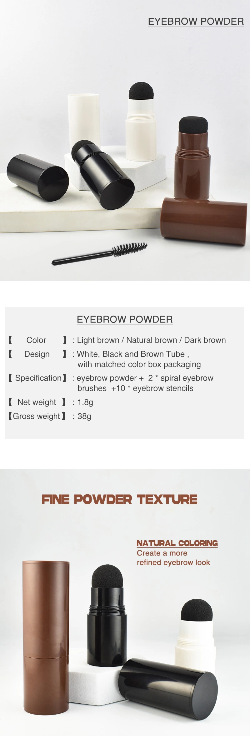 Wholesale Makeup Products Low MOQ Custom Logo Natural Eye Brow Powder with Eyebrow Stencils and Brush