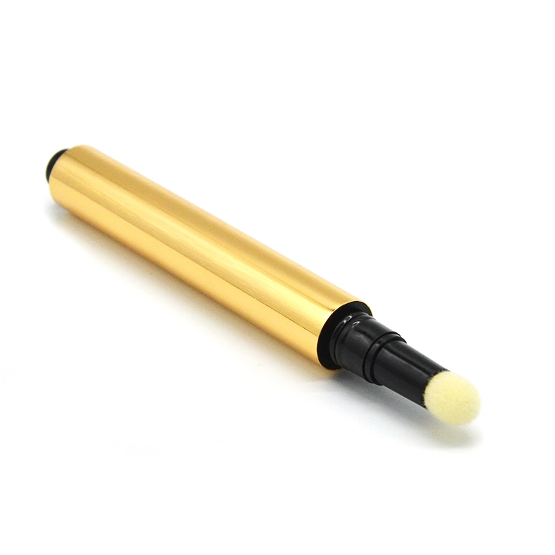 Aluminum Golden 3ml Twist Click Cosmetic Packaging Concealer Pen with Sponge Tip